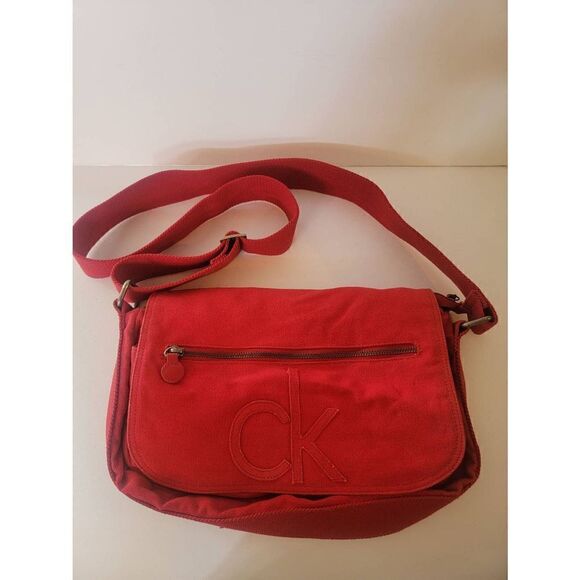 Calvin klein large red canvas shoulder bag - Picture 1 of 6